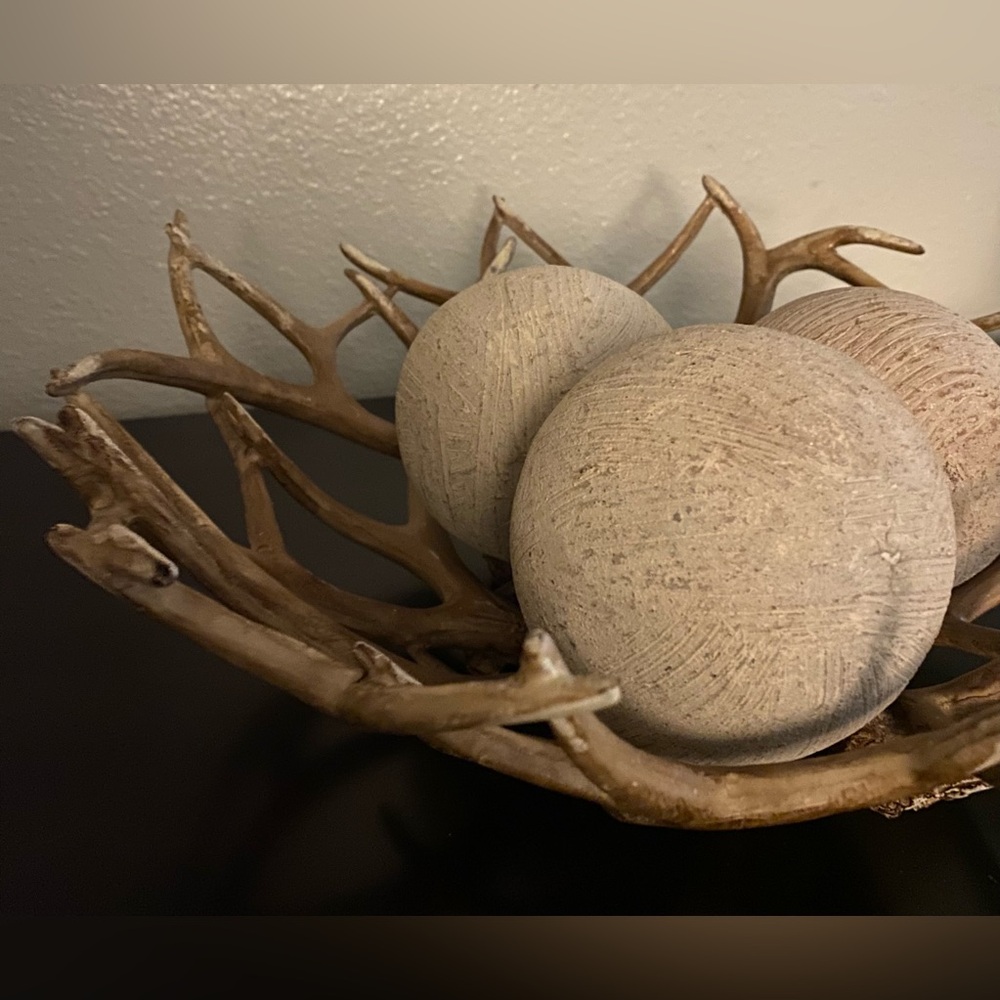 Rustic Antler Decorative Bowl Set Faux Antler Centerpiece Farmhouse Cabin Decor - Picture 4 of 8